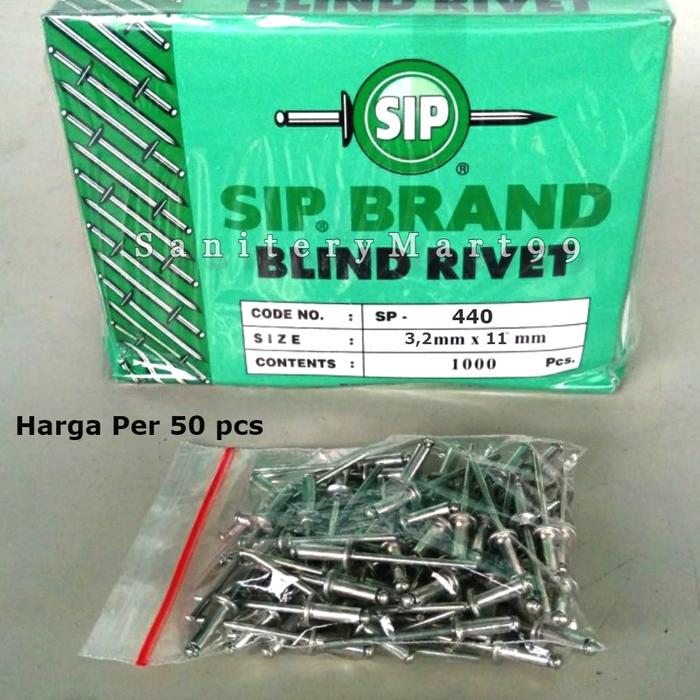 Jual SIP BRAND PAKU RIVET 435 (9.5MM) 440 (9.5MM) 450 (12.7MM) PER 50 ...
