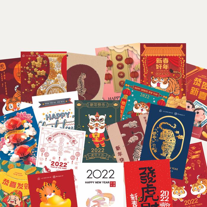 Gambar MIX DESIGN 1 HARI JADI CNY card/kartu ucapan imlek (L1-L8) - Linen bulat, 10x15 min 27pcs dari eltejeedesign undefined Tokopedia