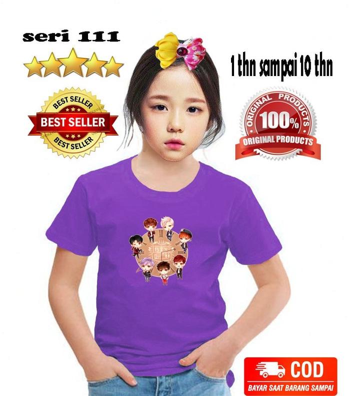 Gambar Baju Atasan Kaos Anak Perempuan Lengan Pendek Umur 1-10 Tahun SR 111 - Ungu, 2-3 tahun dari LOOK LOOK undefined Tokopedia