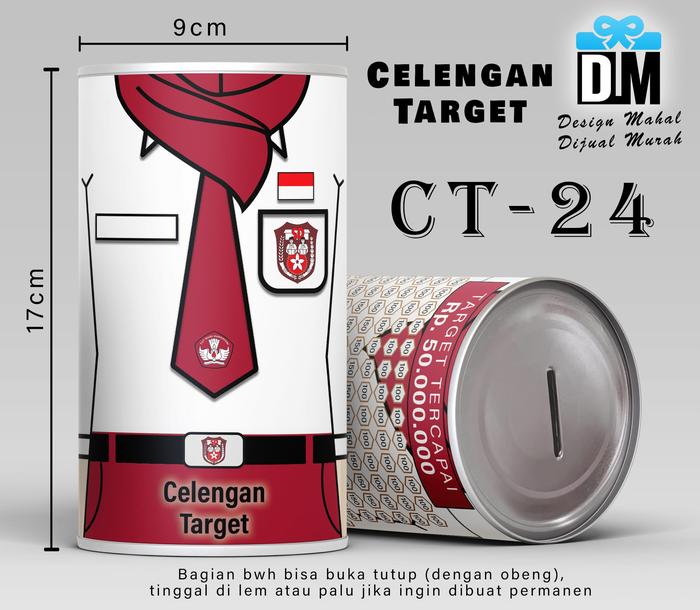 Gambar CELENGAN TARGET TABUNGAN VIRAL Model Buka Tutup Size M SD Desain22-24 - 24-SDhijab, 12jt dari Dm.Giftidea undefined Tokopedia
