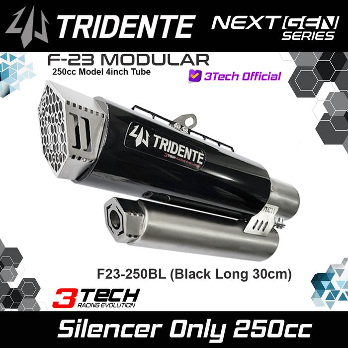 Gambar Knalpot Modular 3 suara Tridente F23 Silencer Only - Long 250cc, Carbon dari 3Tech Official undefined Tokopedia
