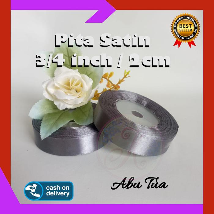Gambar Pita Satin 3/4 Inch / 2 cm per roll - 6. Abu Tua dari Kutique Craft undefined Tokopedia