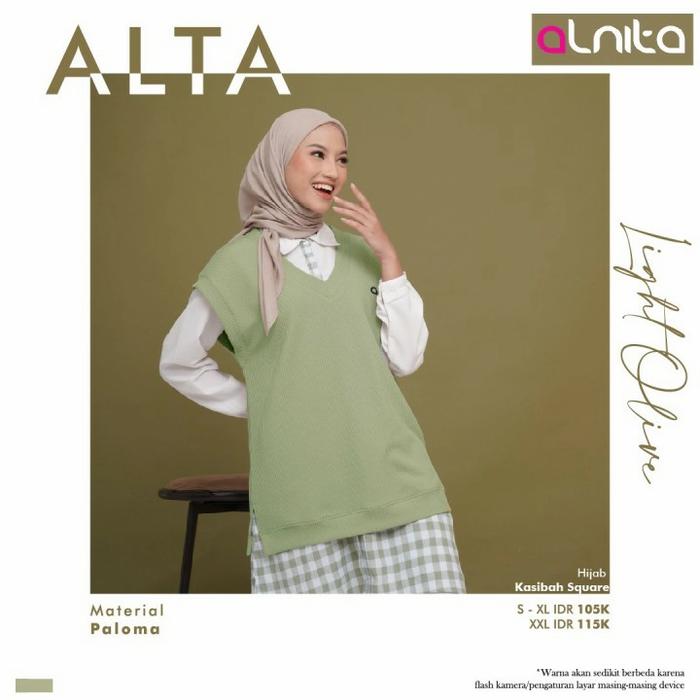 Gambar Alnita Outer Alta Warna Hijau Olive Vest Rompi Rajut Premium Branded - Light Olive, XXL dari Hibban Online Shop undefined Tokopedia