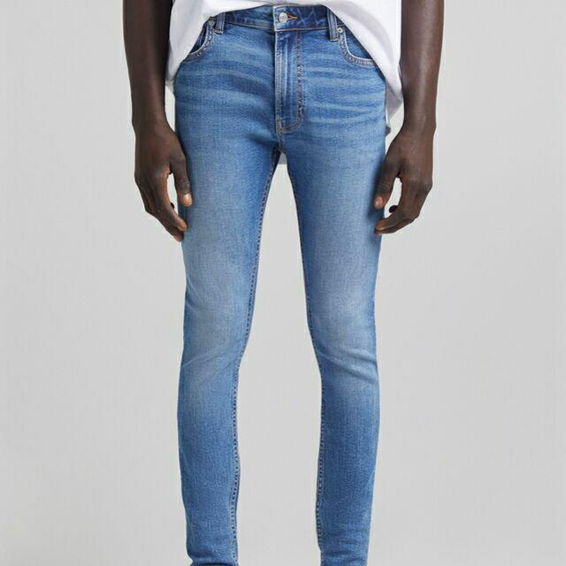 Jual Celana Super Skinny Ripped jeans BERSHKA ORIGINAL Hitam, 28