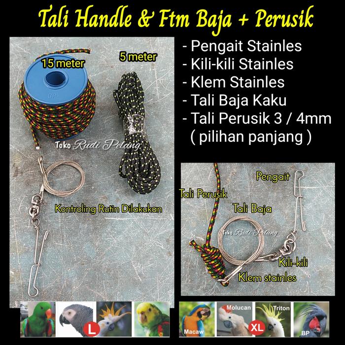 Gambar -L- Paket Tali Pemanjang dan Tali Handle Baja - 15m perusiknya dari Rudi Pelung Parrot & Duck undefined Tokopedia