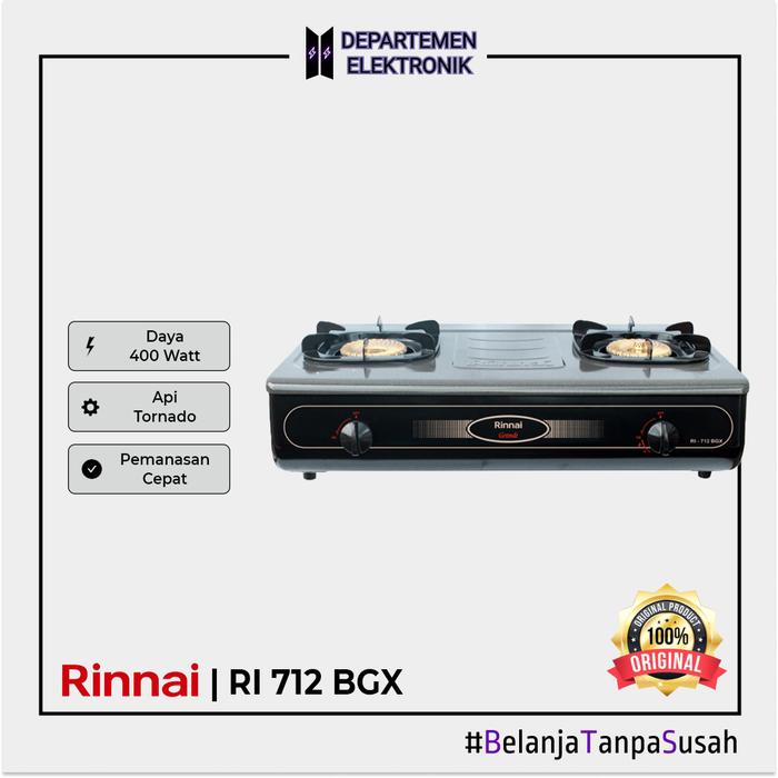 Gambar Rinnai RI 712 BGX – Kompor Gas 2 Tungku dari Departemen Elektronik undefined Tokopedia