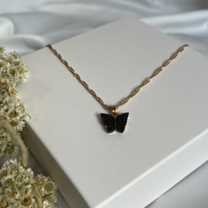 Gambar Marble Butterfly Set Necklace Earrings / Set Perhiasan / Kalung Kupu - Black, Earrings Only dari gouudgoods undefined Tokopedia