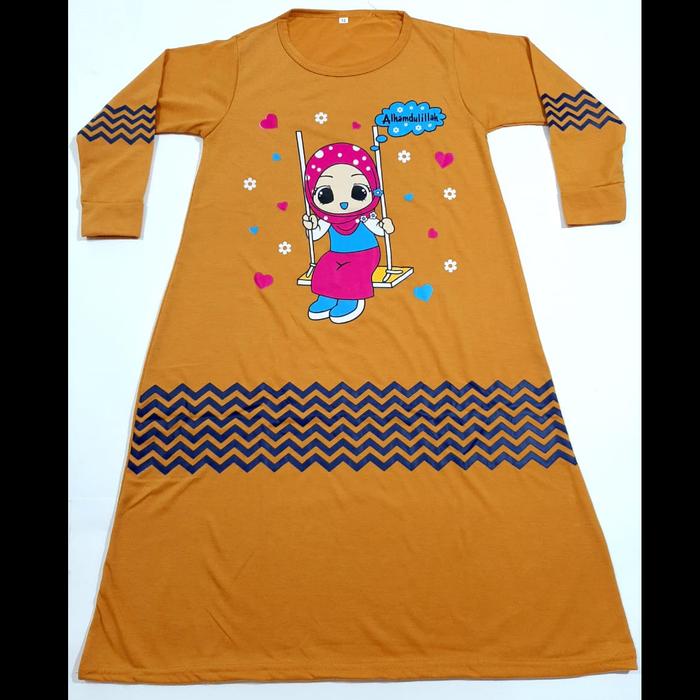 Gambar gamis anak perempuan muslim 1-5 tahun kaos tangan panjang cewek zigzag - zig zag=kuning, gamis=1thn=S dari VINNY COLLECTION_NEW undefined Tokopedia