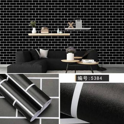 Gambar Wallpaper Stiker Dinding, Aneka Motif Bata Minimalis Dan Batu Alam - B Hitam Minimal dari Ahmad-Shop_NEW undefined 3 Tokopedia