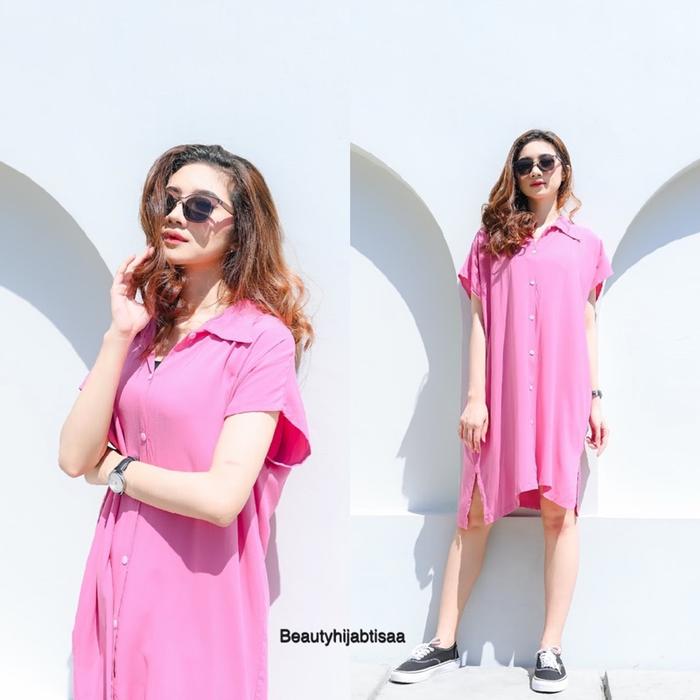 Gambar BESTSELLER | DASTER KEMEJA POLOS JUMBO | HOMEDRESS NAGITA MAHMUD BUSUI - dusty pink dari beautyhijabtisa undefined Tokopedia