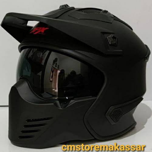 Gambar Helm JPX MX 726 R Helm JPX Modular Full Face - Black Doff dari Cmstoremakassar undefined Tokopedia