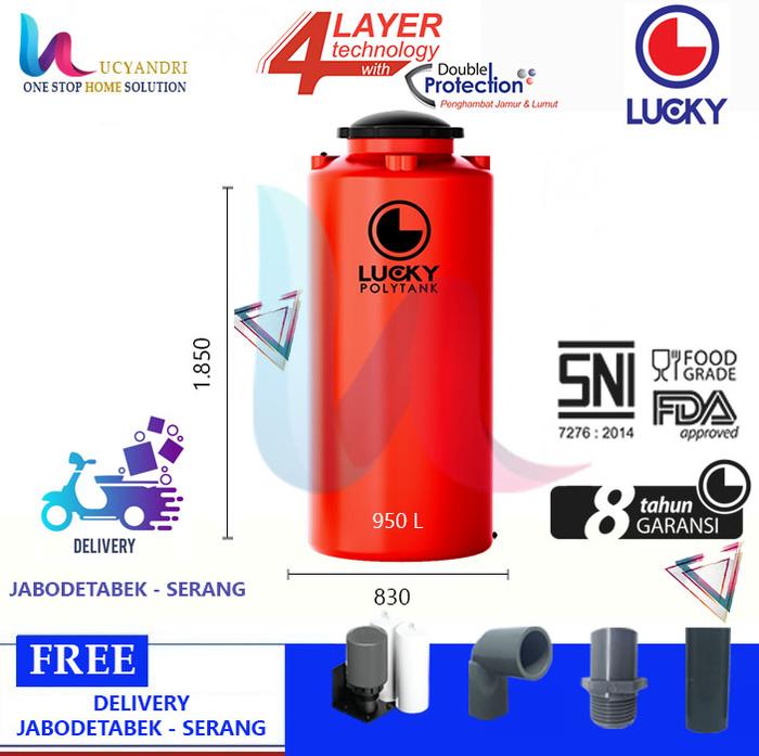 Gambar Tangki Air Plastik Lucky Standard LS 900 Tandon Air, Toren Air, 950 L - Orange dari Lucyandri Official undefined Tokopedia