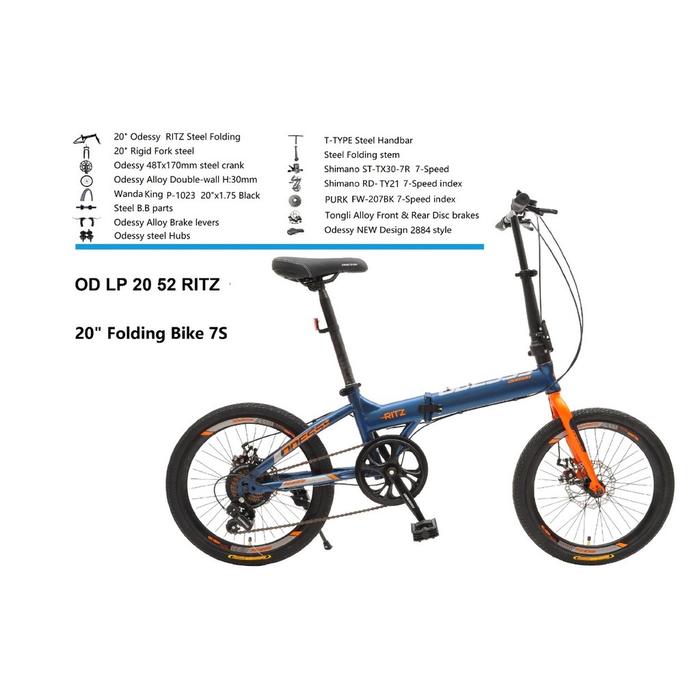Gambar Sepeda Lipat Odessy 20 52RITZ - Biru, 20 dari Hero Jaya Bike undefined Tokopedia