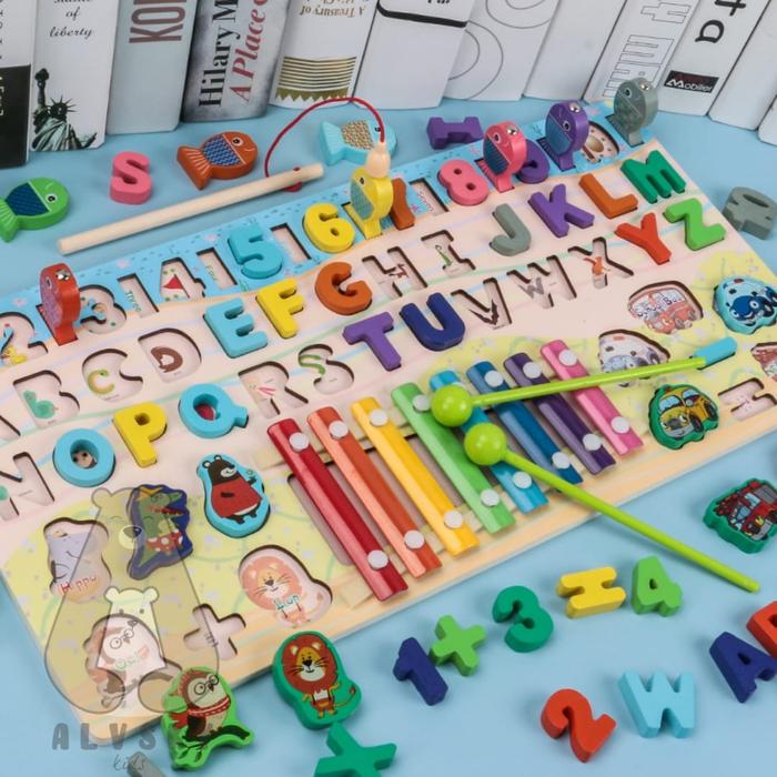 Gambar PUZZLE 7 IN 1 KAYU ANGKA DAN HURUF / MAINAN EDUKASI MONTESSORI ANAK - UNDERSEA dari ALVSKYKIDS undefined 5 Tokopedia