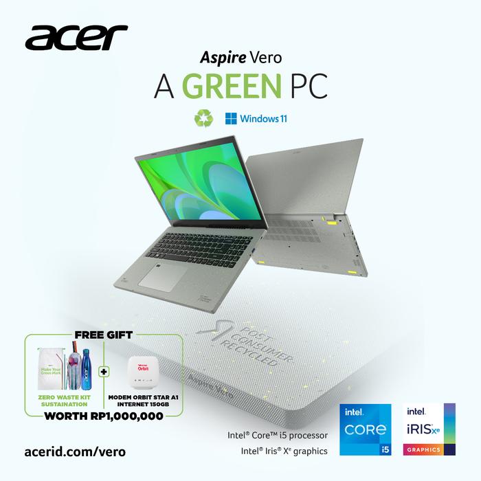 Gambar ACER ASPIRE VERO AV15 I5 1155G7 8GB 512SSD W11+OHS 15.6FHD IPS-51.547X - LAPTOP dari AI Official Store undefined Tokopedia