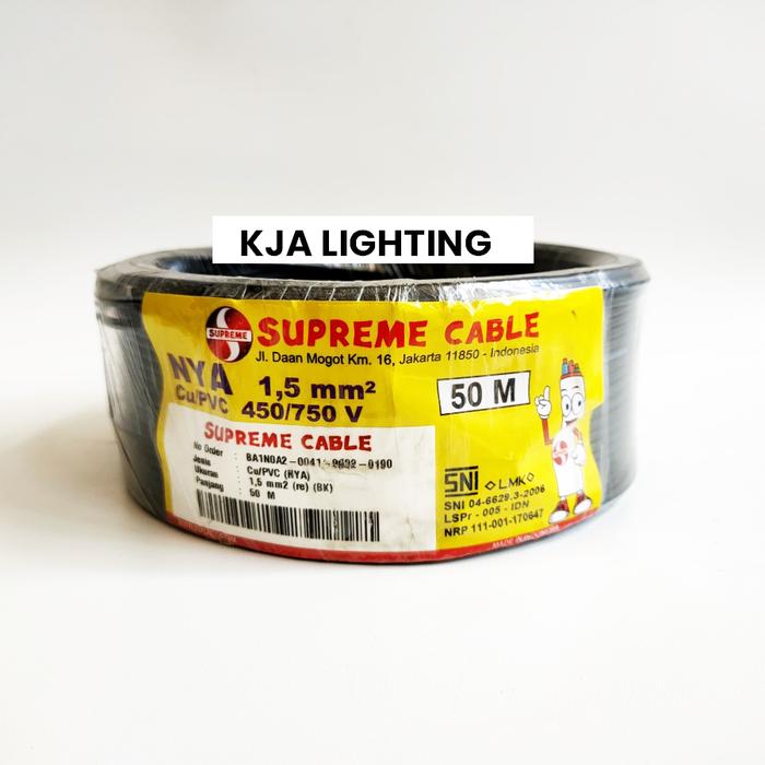 Gambar SUPREME KABEL TUNGGAL NYA 1,5mm PER ROLL 50M - Hitam dari Kjalighting undefined Tokopedia