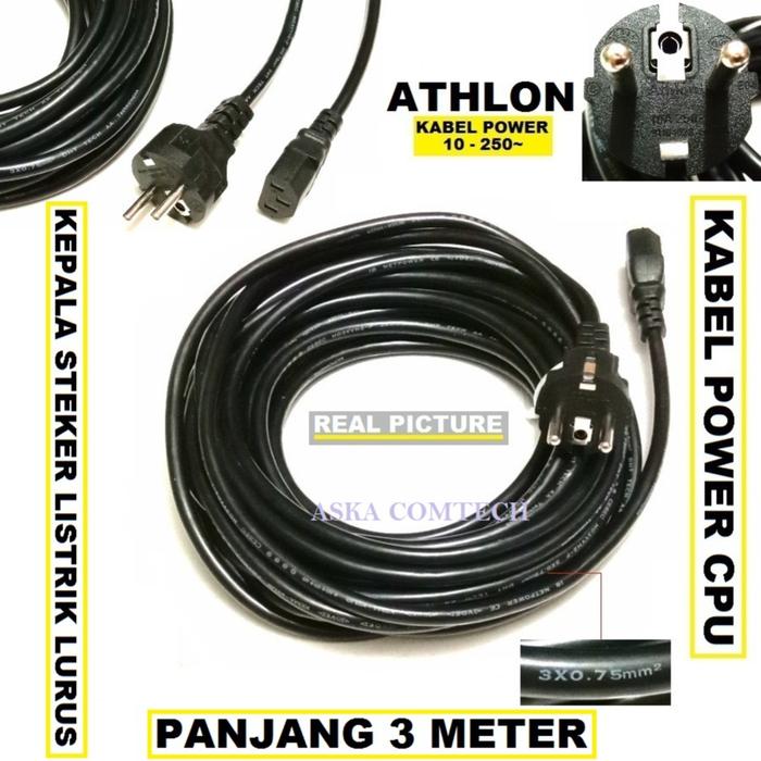 Gambar Kabel power PC 3 Meter/Kabel Power Cpu 3Meter/Kabel power Server 3M - M dari ASKA COMTECH undefined Tokopedia