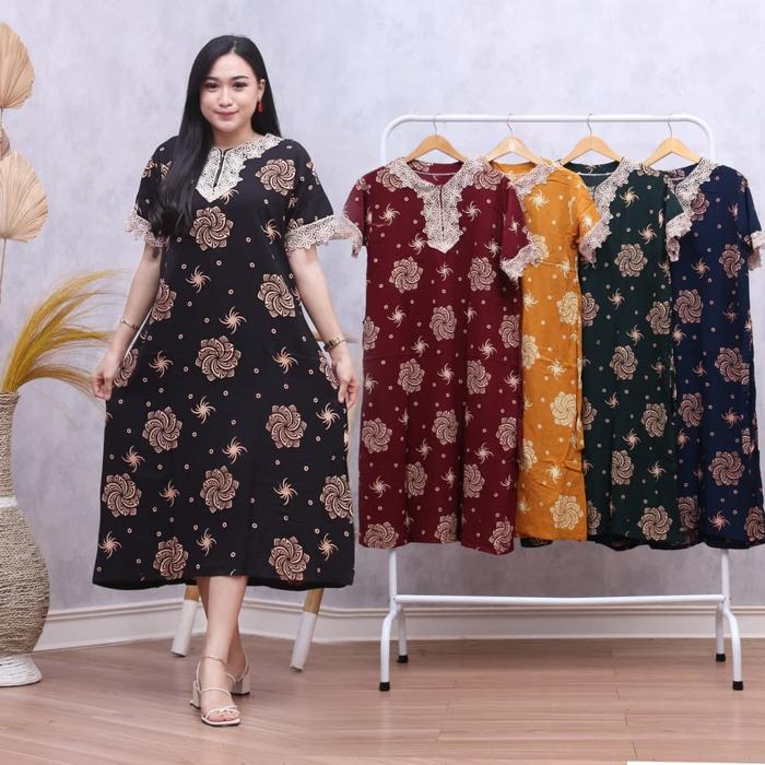 Gambar Daster Arab Renda Motif Untir T Terbaru Dress Daster Keren Murah - Biru, all size dari Batik Arvet undefined Tokopedia