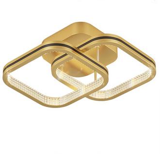 Gambar Lampu Plafon LED Desain Modern Bahan Akrilik + Besi Untuk Ruang Tamu - Gold Square dari Sam InotJKT undefined Tokopedia