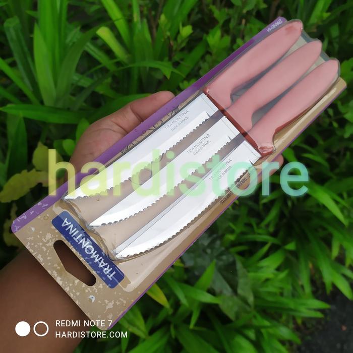 Gambar PISAU STEAK 11 cm TRAMONTINA IPANEMA SET 6 PCS ORIGINAL BRAZIL - GUAVA dari Hardistore Superpisau undefined Tokopedia