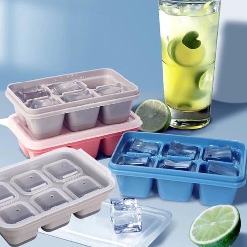 Gambar ICE CUBE TRAY Cetakan Es Batu Silikon Dengan Tutup BESAR - 6 TRAY dari dfanccie house undefined Tokopedia