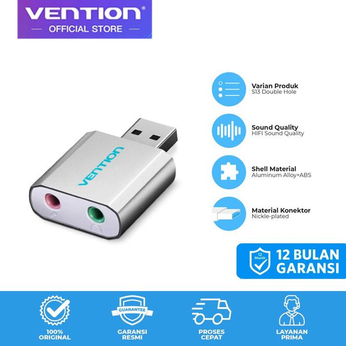Gambar Vention (S13) Universal External USB 5.1 Channel Sound Card - Perak dari Vention Official Store undefined Tokopedia