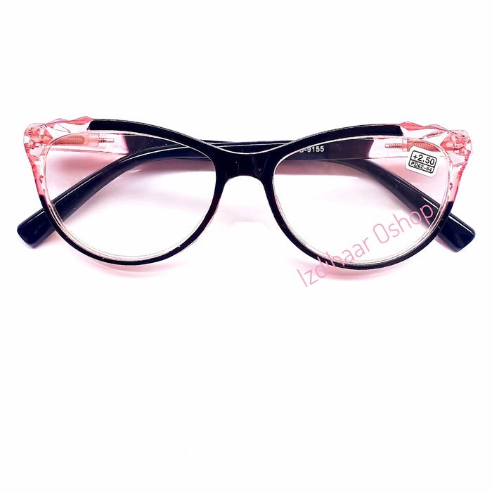 Gambar New Kacamata Baca Lensa Plus Model Cat Eye Fashion Wanita Frame Ringan - Black Pink, +150 dari Kacamata Izdihaar undefined Tokopedia