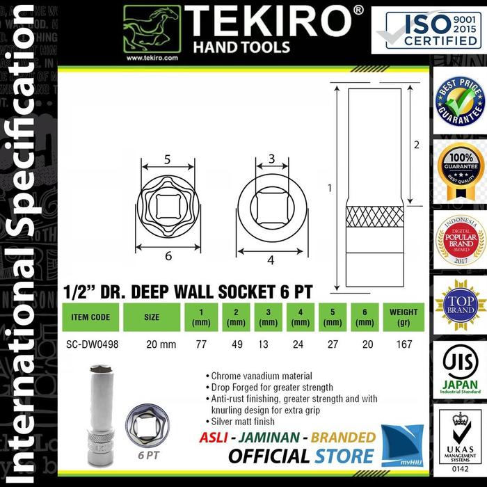 Gambar Mata Soket PANJANG 20 ~ 32 mm 1/2" inch DR 6 PT / Kunci Sok Socket - 20 mm dari TOKO SEJ4HTERA undefined Tokopedia