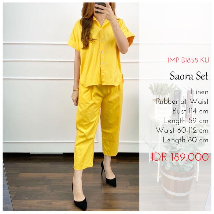 Gambar Setelan Celana Wanita Setelan Polos Lengan Pendek - Saora Set dari SWEETHEART COLLECTION undefined Tokopedia