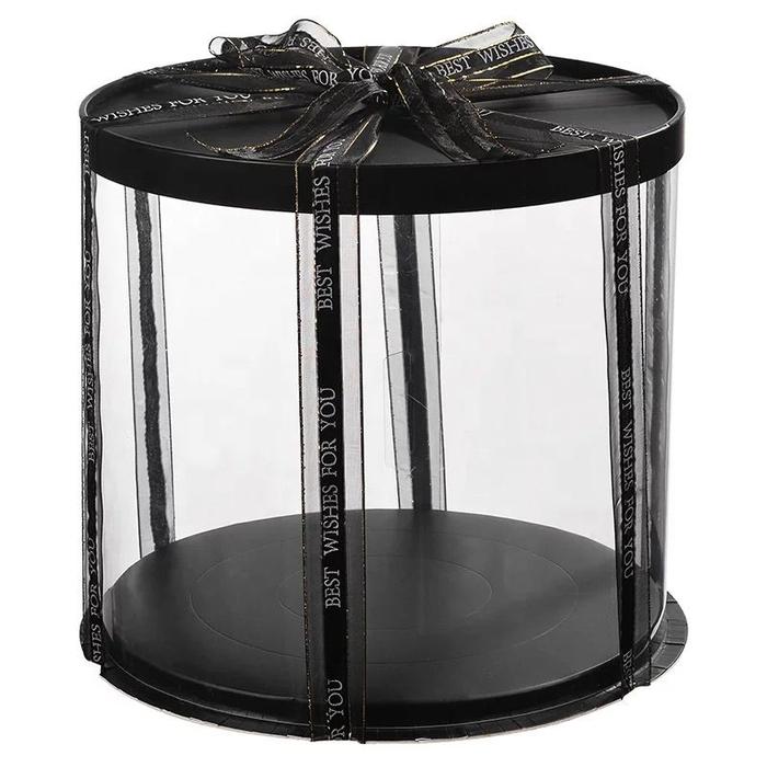 Gambar KOTAK KUE MIKA TRANSPARAN BENTUK LINGKARAN CAKE BOX BERBAGAI UKURAN - BLACK, 22X22X16 dari KawanBakingku undefined Tokopedia