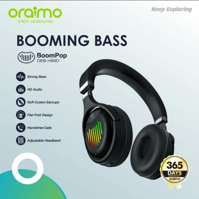 Gambar Oraimo BoomPop Wireless Bluetooth Headphone Booming Bass Tipe OEB H89D dari bogormaster_cs undefined Tokopedia