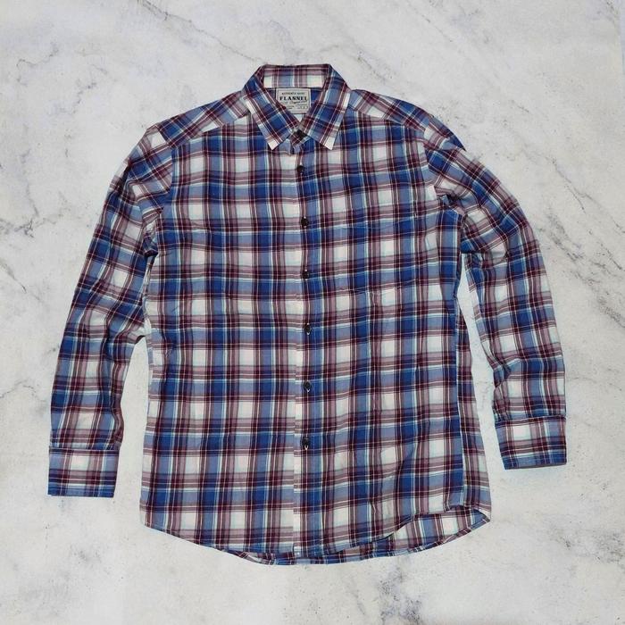 Jual Kemeja Flanel Uniqlo Biru Putih 