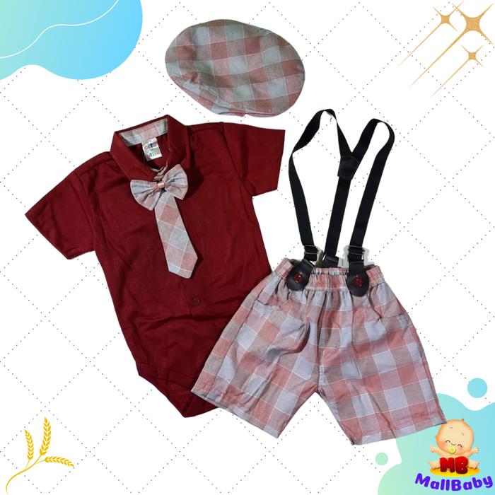 Gambar Baju Jalan Bayi Laki Laki 0 3 6 9 12 Bulan Setelan Jumper Set Bradley - Bradley Maroon dari Mall-Baby undefined Tokopedia