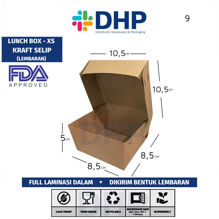 Gambar Paper Lunch Box Bahan KRAFT Laminasi Takeaway Foodgrade Coklat - size XS dari DHP undefined Tokopedia