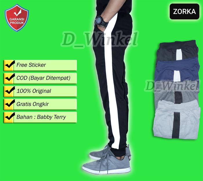 Gambar Celana Remaja Jogger Pants Pria Wanita Dewasa Remaja Training Pants - HITAM PUTIH, M dari Dwinkel_NEW undefined Tokopedia