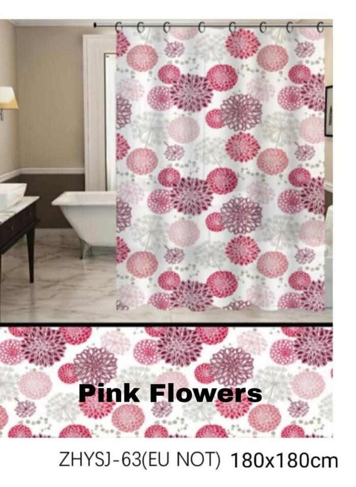Gambar Origin - Shower Curtain / Tirai Kamar Mandi Anti Air Bahan PEVA - Pink Flower dari House Tools undefined Tokopedia