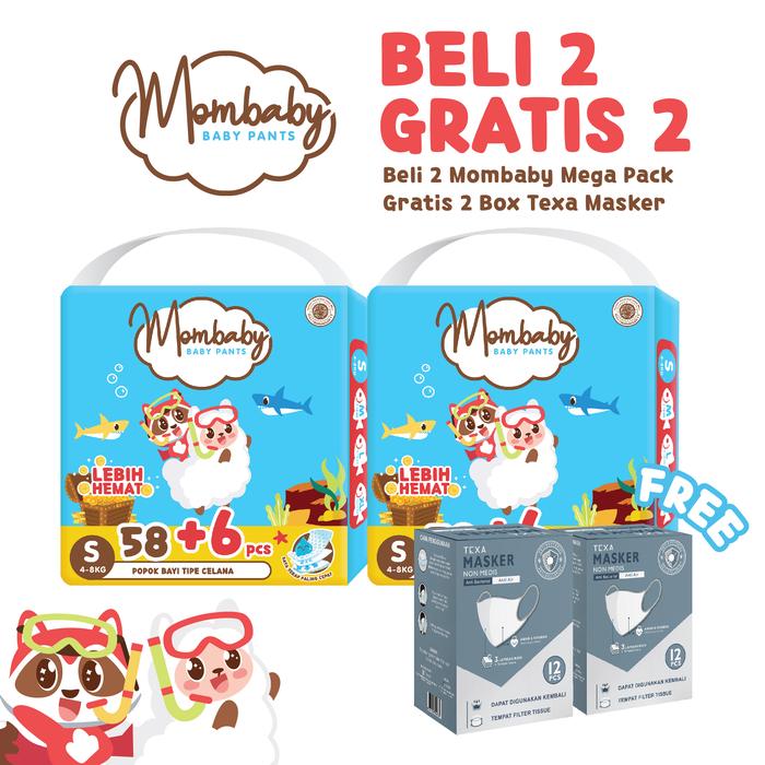 Gambar Mombaby Pants Bundle 2+2 Texa mask - S58 + 6 dari MombabyPants.id undefined Tokopedia