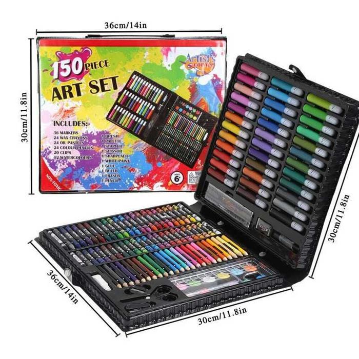 Gambar Crayon Set 150pcs / Krayon Mewarnai Anak 150pcs / Pensil Warna Set - 150PCS HITAM dari Trendy Style28 undefined Tokopedia