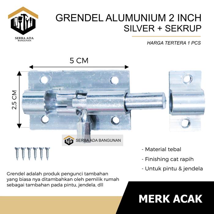 Gambar grendel pintu / jendela / slot aluminium alumunium murah - SILVER dari Ika1offc Shop undefined Tokopedia