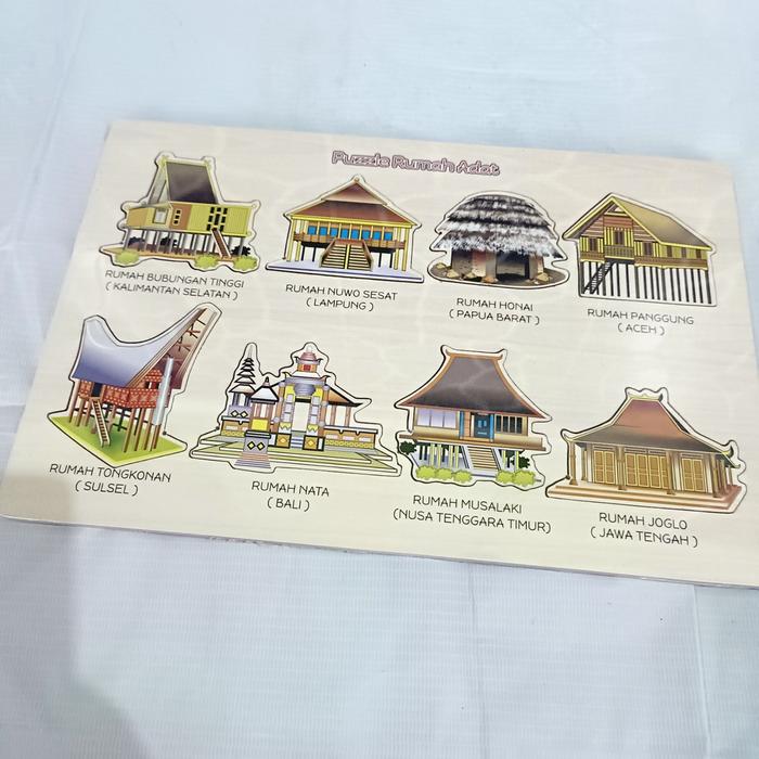 Gambar Mainan Edukasi Anak Puzzle Kayu Rumah Adat Di Indonesia dari MAINAN ALFAQIH undefined Tokopedia