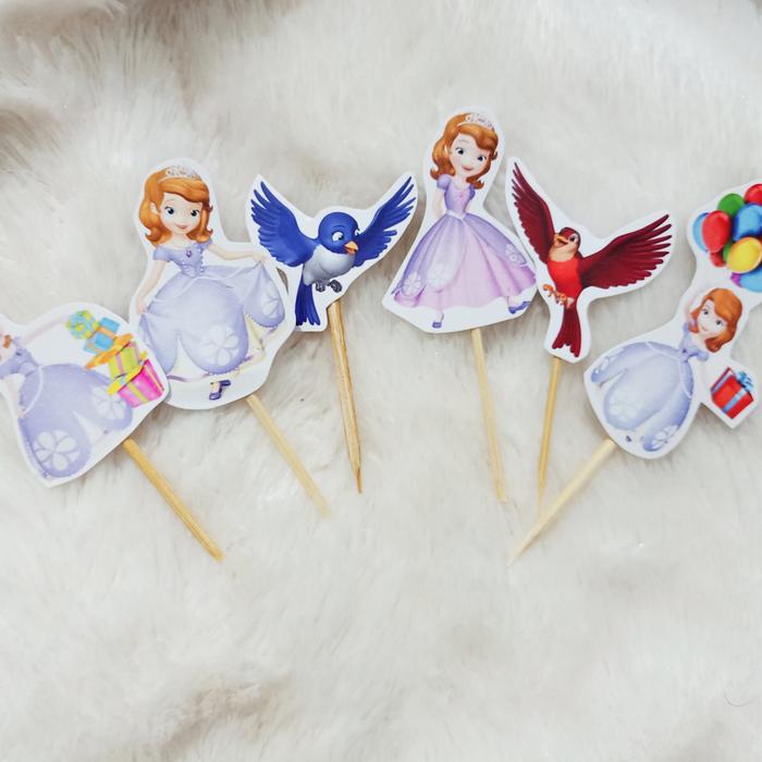 Jual cake topper ultah SOFIA set/ hiasan ulang tahun - cupcake 6pcs ...