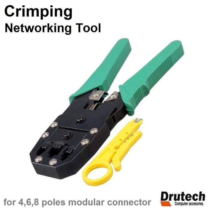 Gambar Tang Krimping - Crimping Networking Tool RJ11 RJ45 dari Drutech undefined Tokopedia