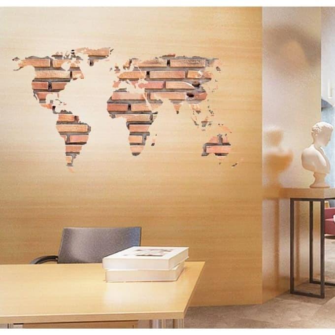 Gambar Wall Sticker Map - Sticker Dinding - Sticker Rumah - Dekorasi Dinding - Map Peta Bata dari Baby Talk undefined Tokopedia
