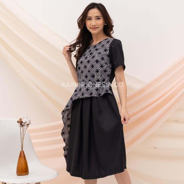 Gambar KI Dress Maya Batik Kombinasi Katun Kia Coklat - Hitam, 6 dari KainIndonesiaCo undefined Tokopedia