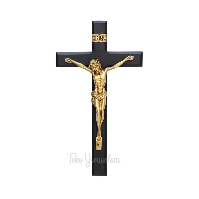 Gambar Salib Hitam MDF 32 cm Corpus Natural - Silver dari TOKO YERUSALEM undefined 3 Tokopedia