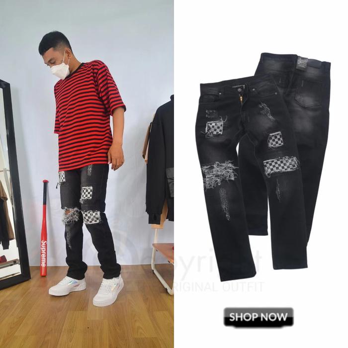Gambar CELANA JEANS PRIA / CELANA JEANS DISTRO / CELANA JEANS SLIMFIT - Blck ripped, 30 dari greenmarneys undefined Tokopedia