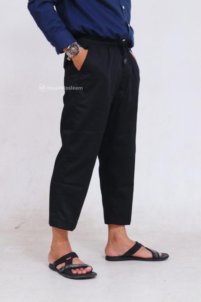 Gambar Celana Sirwal Ankle Pants Cingkrang Pria Dewasa Bahan Katun tebal Panjang Casual - Hitam, XXL dari InsanMosleem Store undefined Tokopedia