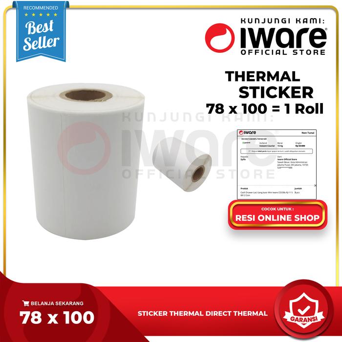 Gambar Sticker Kertas Label Barcode Printer Thermal 78x100mm isi 100pcs dari Iware.id undefined Tokopedia