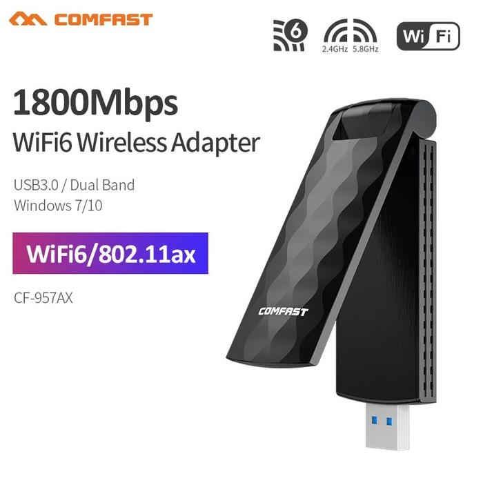 Gambar COMFAST WiFi 6 Wireless USB Adapter Dual Band 5G Dongle CF-957AX dari Plushy Store undefined Tokopedia