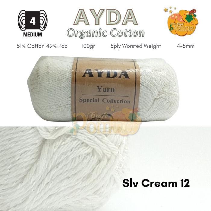 Gambar AYDA Organic Cotton - Benang Rajut Katun Knitting Wearables Premium - Slv Cream 12 dari POMNE CRAFT undefined Tokopedia